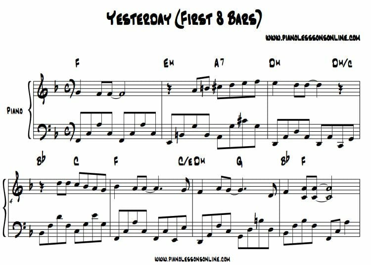 milicia sirena Extinto Beatles Piano Lesson: Learn Yesterday - PianoLessonsOnline.com